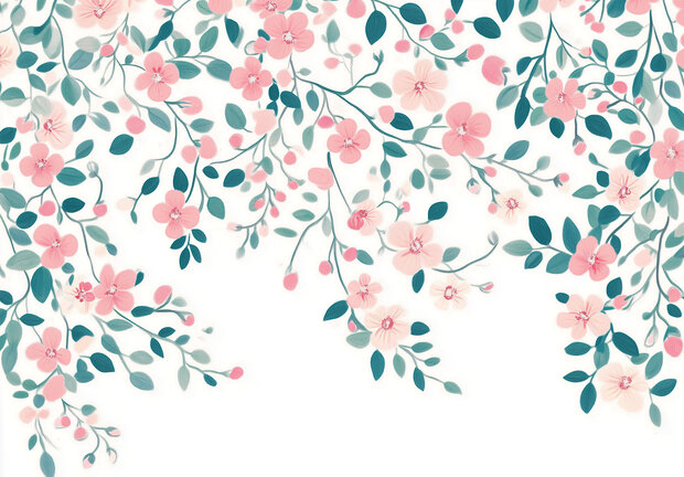 Roze bloemetjes fotobehang