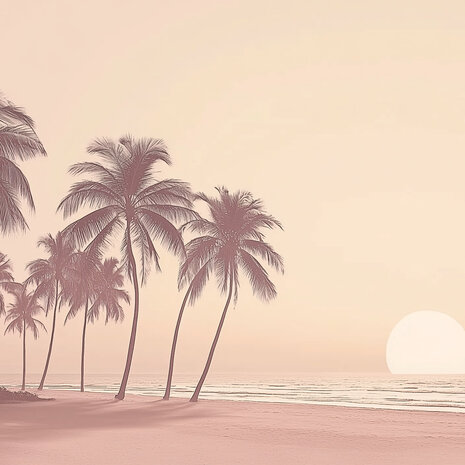 Strand fotobehang Palm Trees Sunset