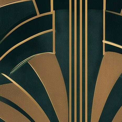 Art Deco Behang Goud op Donkergroen 