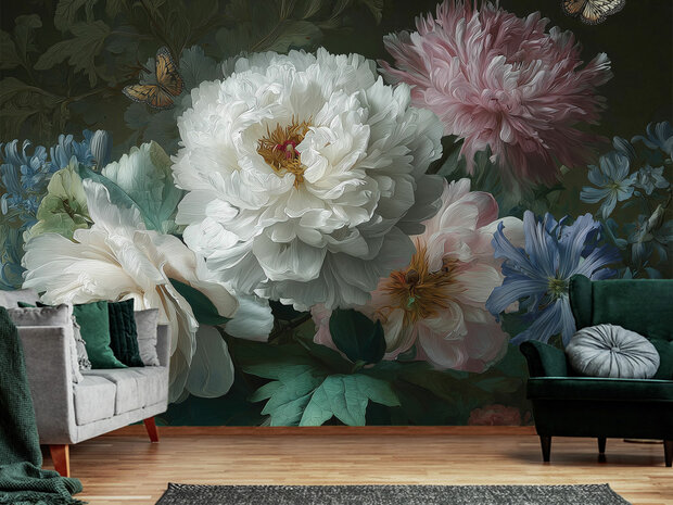 Klassiek Bloemen fotobehang Pioenrozen