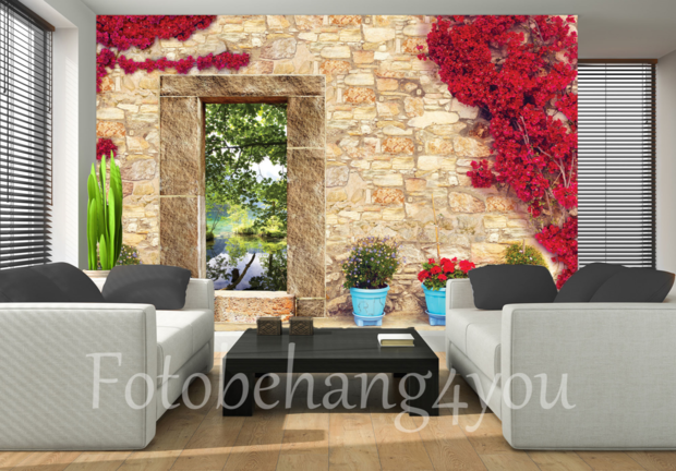 Bloemenmuur 3D fotobehang Bougainville