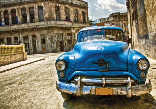 Auto fotobehang Cuba blauw