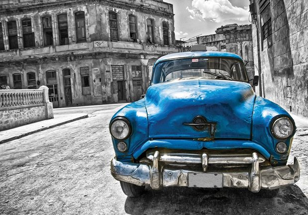 Auto fotobehang Cuba rood