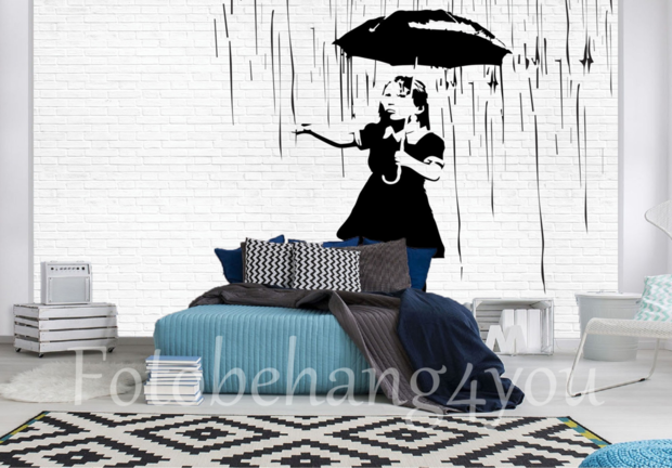 Banksy fotobehang Umbrella girl