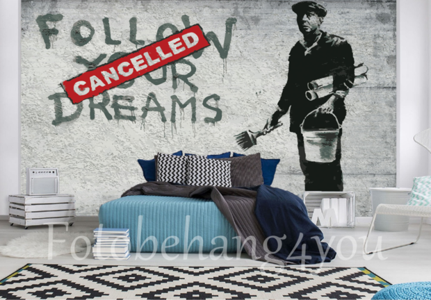 Banksy fotobehang Follow your Dreams