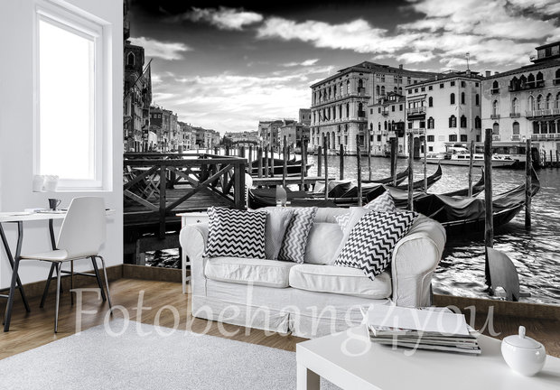 Venetie fotobehang zwart-wit -