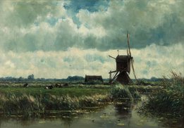 Polderlandschap fotobehang windmolen