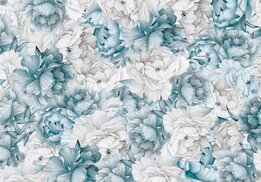 Pioenrozen behang Blauw