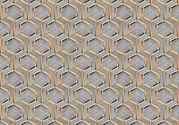 Hexagon fotobehang Grijs/goud
