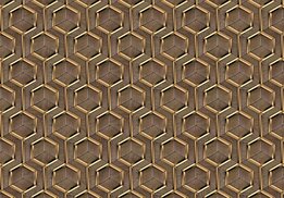 Hexagon fotobehang Bruin/goud