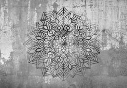 Mandala op oude muur behang Donker grijs