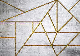 Beton behang Gouden lijnen
