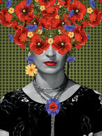 Frida Kahlo behang Groen