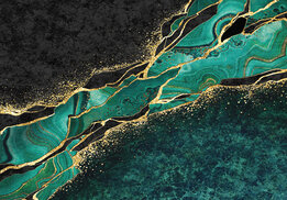 Marmer fotobehang groen met goud