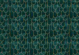 Art Deco behang Bogen Groen Goud