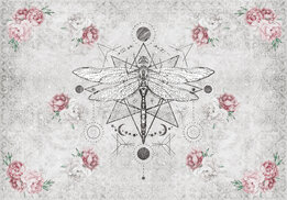 Libelle behang Vintage stijl - roze