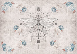 Libelle behang Vintage stijl - blauw