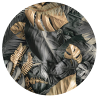 Behangcirkel Bladeren Grijs Goud