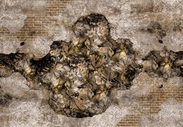 Industrieel behang Bloemen Brons