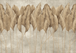 Palmbladeren behang Bruin Beige