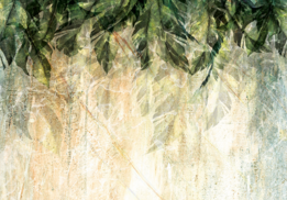 Grote hangende bladeren behang Groen Geel