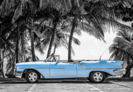Oldtimer fotobehang lichtblauw