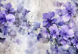 Paarse Bloemen behang