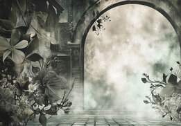 3D fotobehang Boog met bloemen