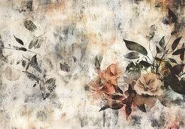 Vintage bloemen op beton fotobehang II