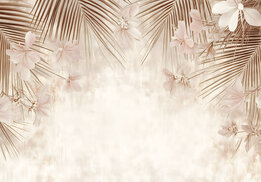 Botanisch fotobehang Palmbladeren Beige