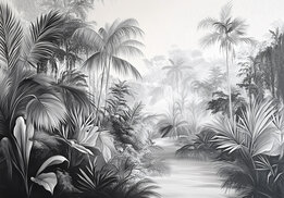 Jungle vlies fotobehang Zwart-Wit