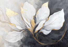 Bladeren fotobehang Goud Zwart Wit