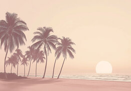 Strand fotobehang Palm Trees Sunset