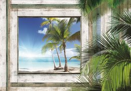Strand fotobehang 3D Palmboom
