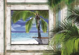 Strand fotobehang 3D Hangmat