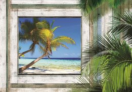 Strand fotobehang 3D Zeezicht