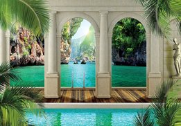 Bergmeer 3D fotobehang