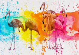 Flamingo fotobehang waterverf