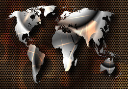 Wereldkaart fotobehang Chroom