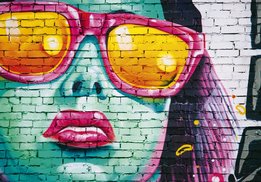 Graffiti fotobehang Vrouw met zonnebril