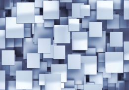 Vierkant Abstract fotobehang 3D blauw