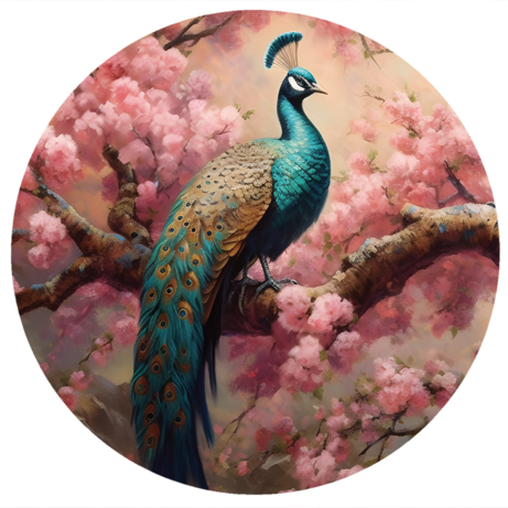 Behangcirkel Pauw op bloesemtak